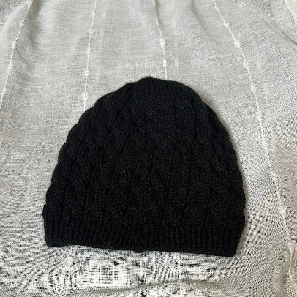 Black Cable Knit Beanie by Richardson Tagged 